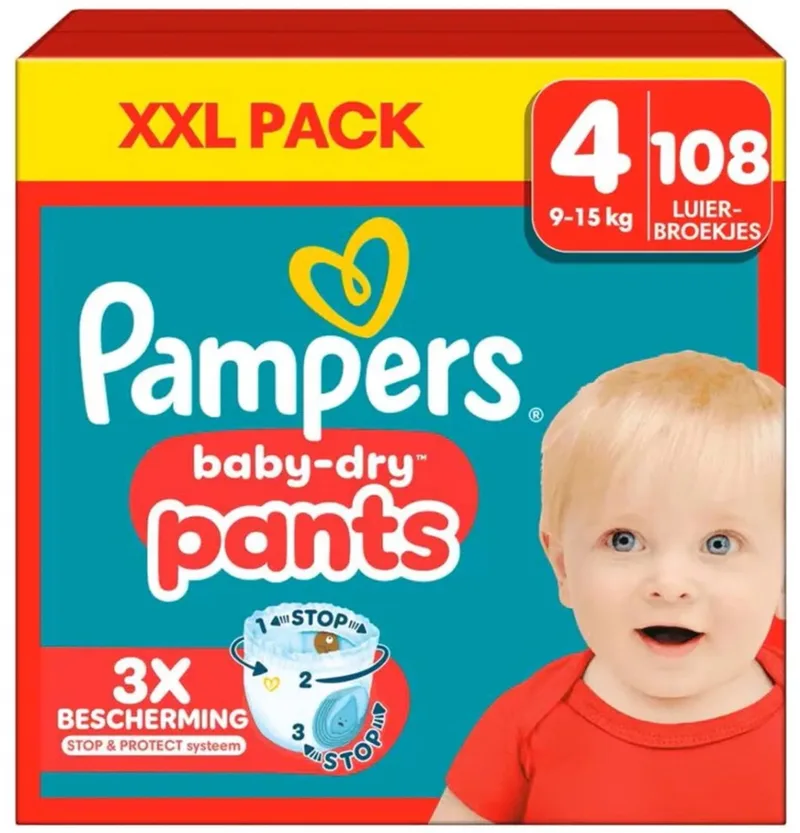 Baby Dry Nappy Pants - Maat 4 (9-15kg) - 108 Luierbroekjes by Pampers – product photo