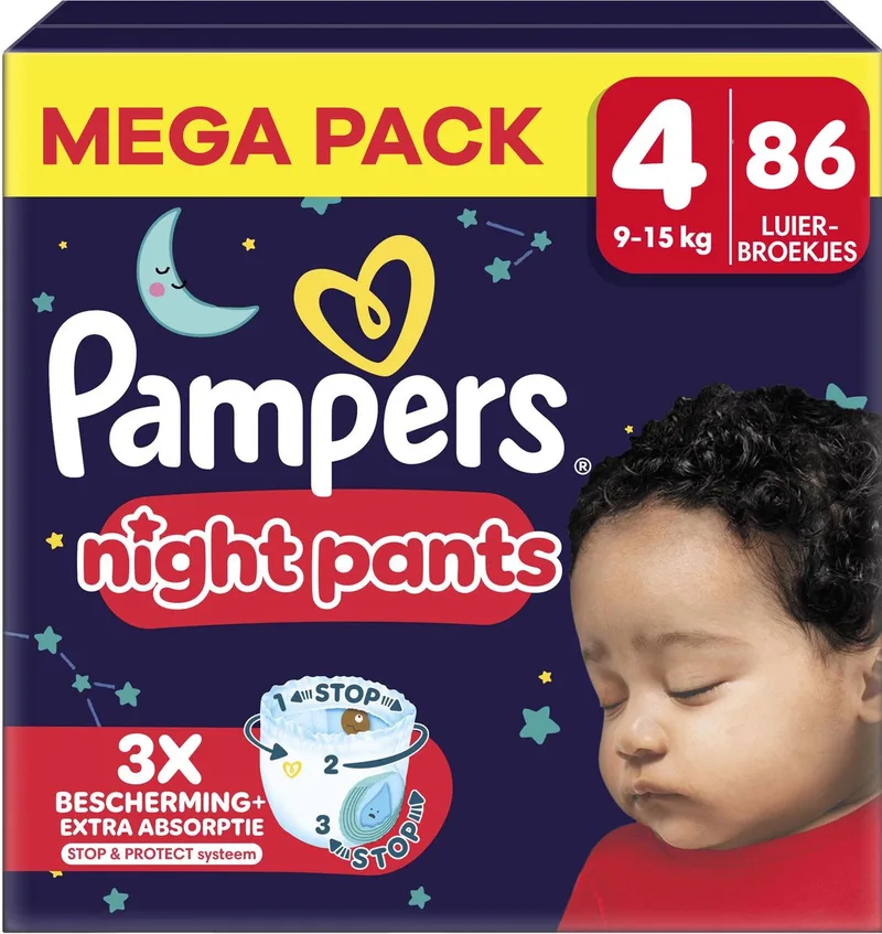 Baby-Dry Night Pants - Maat 4 - 86 luierbroekjes - Maat 4 - 86 luierbroekjes - Perfect voor in de nacht by Pampers – product photo
