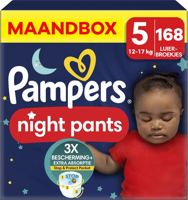 Baby Dry Night Pants - Maat 5 - Maandbox - 168 stuks - 12/17 KG van Pampers – productfoto