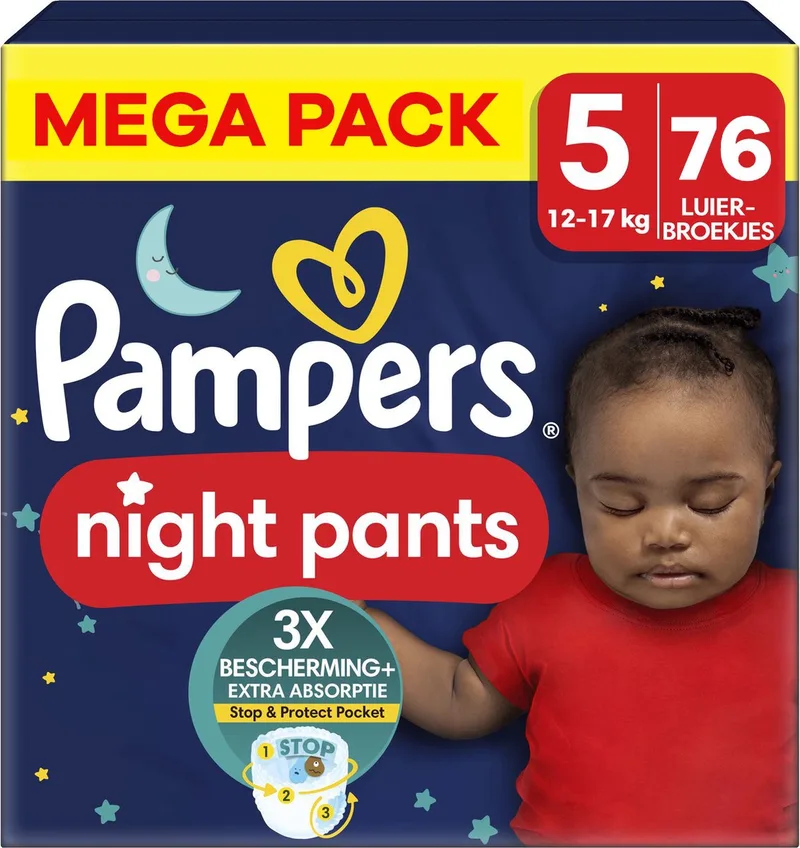 Baby Dry Night Pants - Maat 5 - Megapack - 76 stuks - 12/17KG van Pampers – productfoto