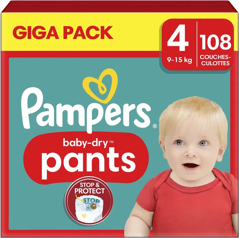 Baby-Dry Pants Luierbroekjes Maat 4 - 108 luierbroekjes - 9kg-15kg by Pampers – product photo
