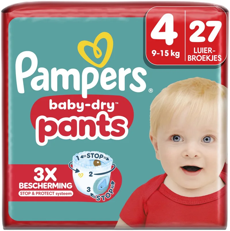 Baby-Dry Pants Luierbroekjes Maat 4 - 27 luierbroekjes - 9kg-15kg by Pampers – product photo