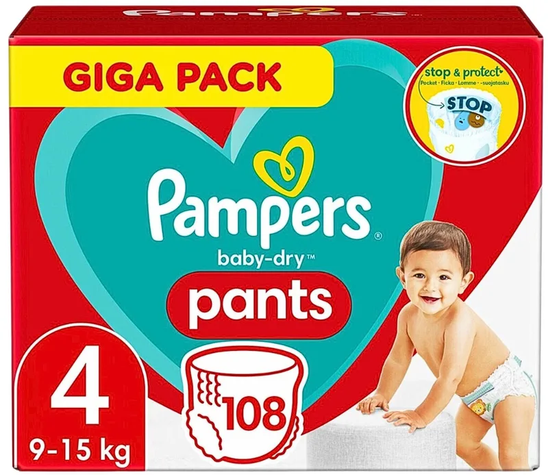 Baby-Dry Pants - Luierbroekjes - Maat 4 (9-15 kg) - Comfort Fit - 108 Luiers by Pampers – product photo