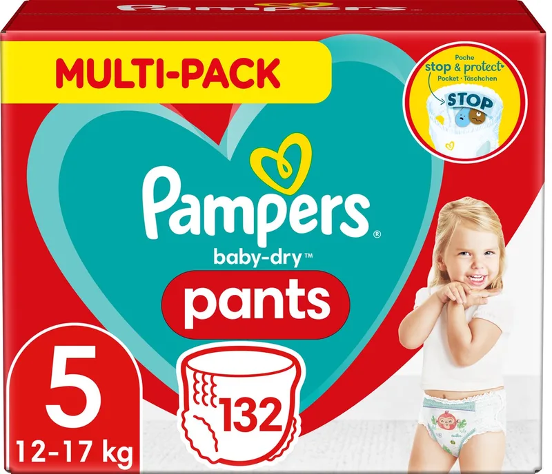 Baby-Dry Pants Luierbroekjes - Maat 5 (12-17 kg) - 132 stuks - Multi-Pack by Pampers – product photo