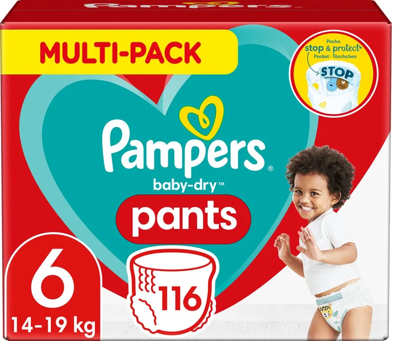 Baby-Dry Pants Luierbroekjes - Maat 6 (14-19 kg) - 116 stuks - Multi-Pack by Pampers – product photo