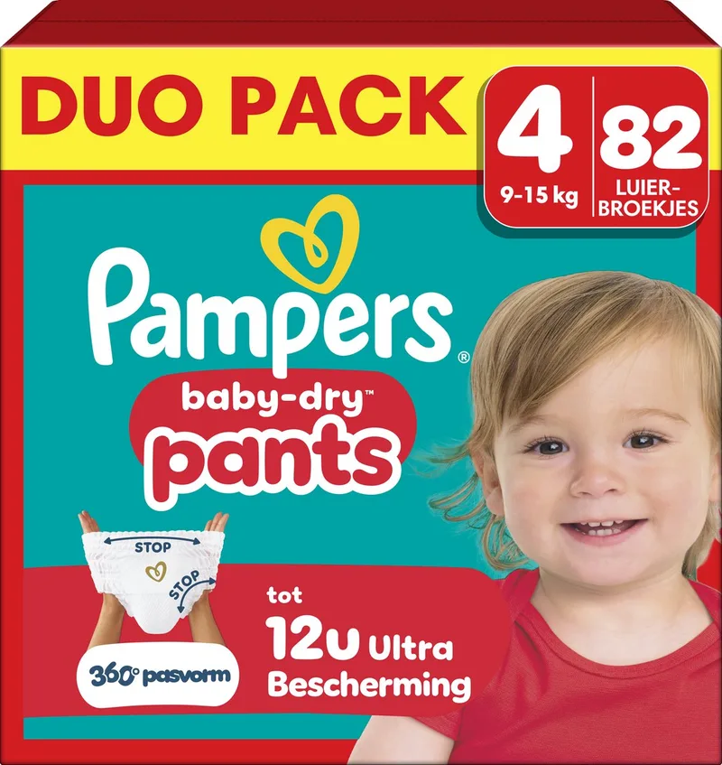 Baby-Dry Pants Maat 4 - 82 Luierbroekjes - 9kg-15kg de Pampers – photo produit