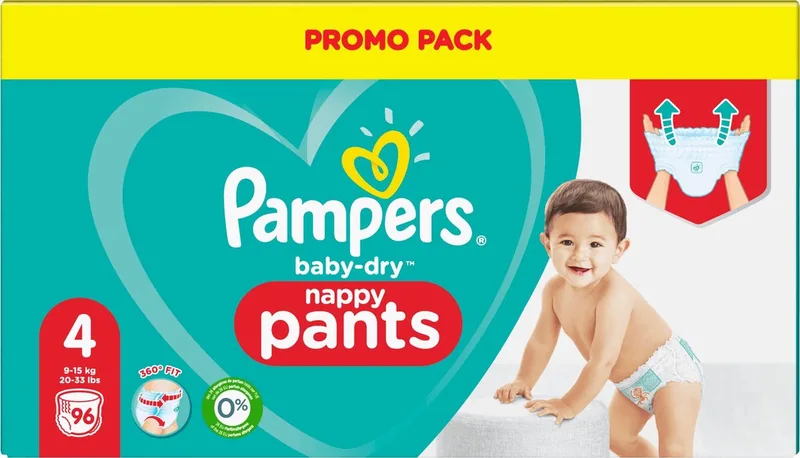 Baby Dry Pants - Maat 4 - 96 Luierbroekjes de Pampers – photo produit
