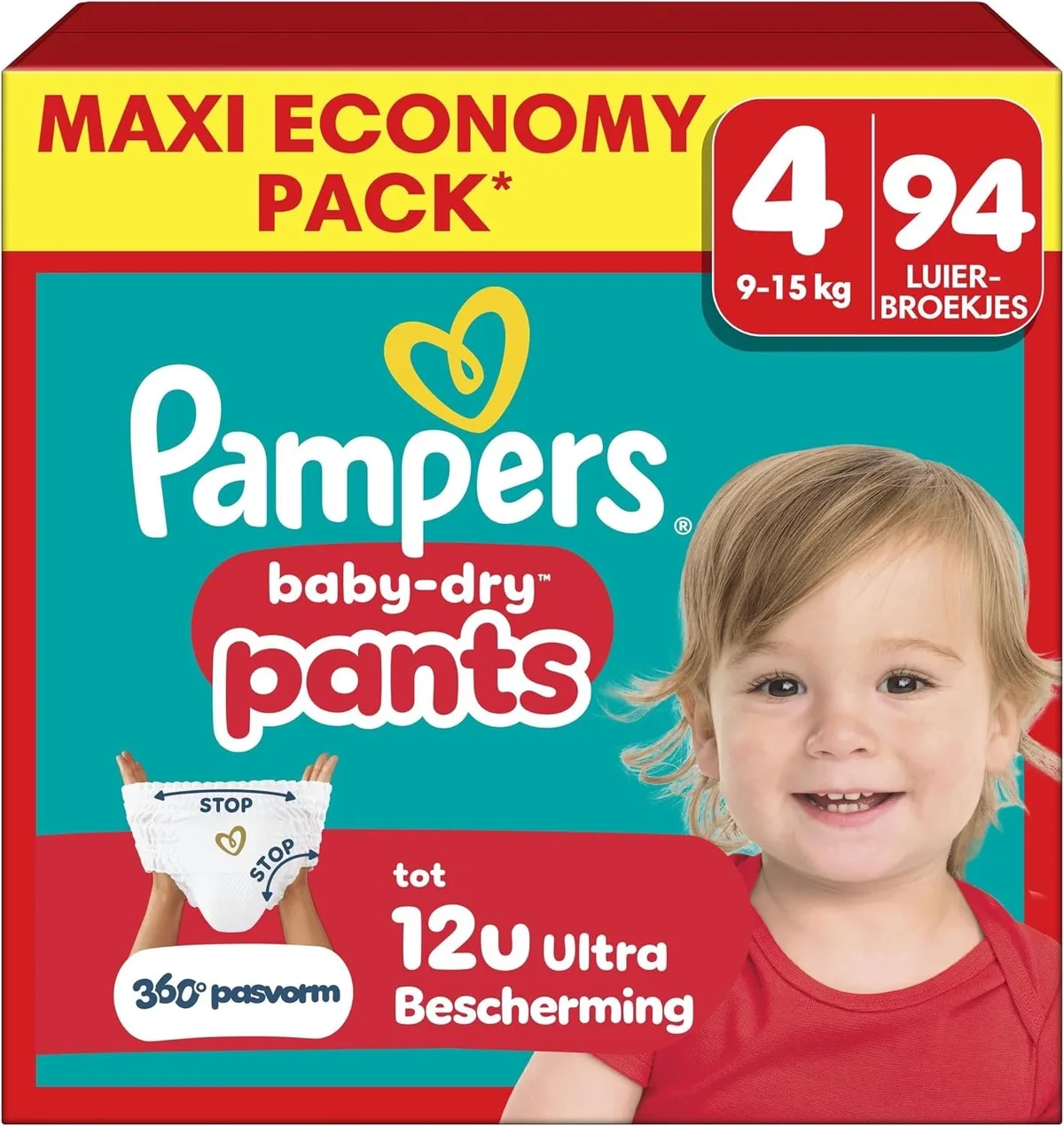 Baby Dry Pants - Maat 4 (9kg-15kg) - 94 Luierbroekjes - Megabox de Pampers – photo produit