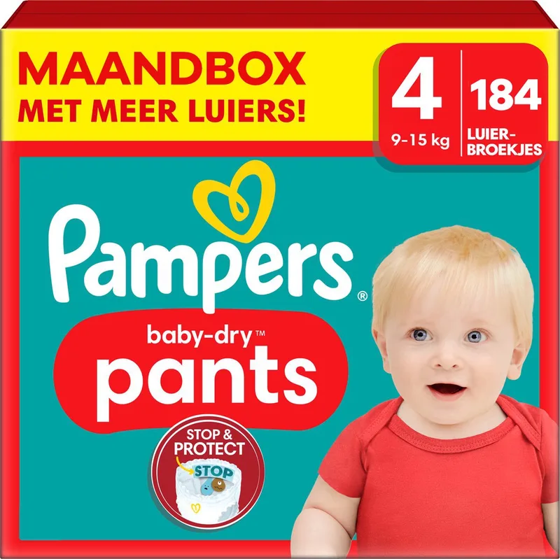 Baby Dry Pants - Maat 4 - Maandbox - 184 stuks - 9/15 KG från Pampers – produktbild