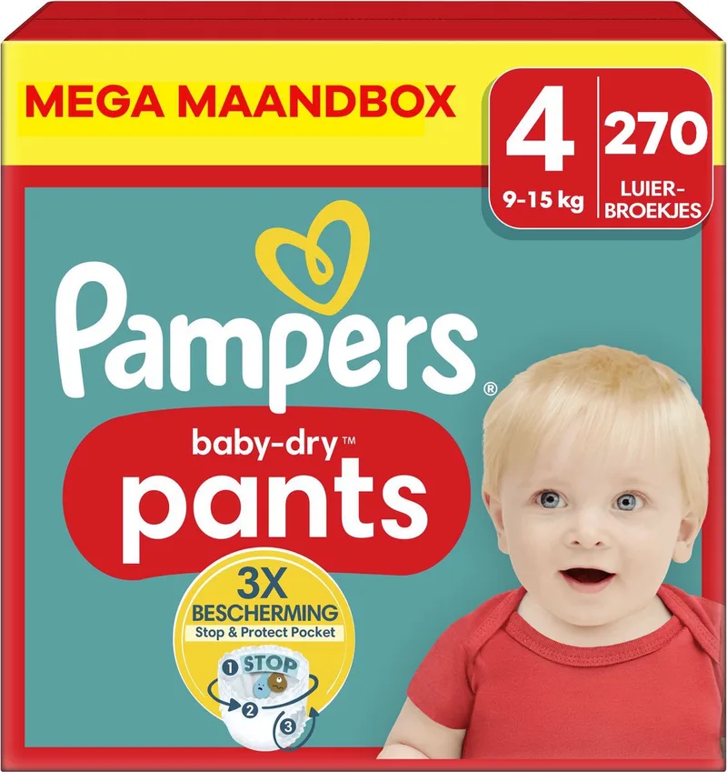 Baby Dry Pants - Maat 4 - Mega Maandbox - 270 stuks - 9/15 KG by Pampers – product photo