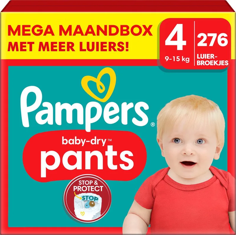 Baby Dry Pants - Maat 4 - Mega Maandbox - 276 stuks - 9/15 KG de Pampers – photo produit