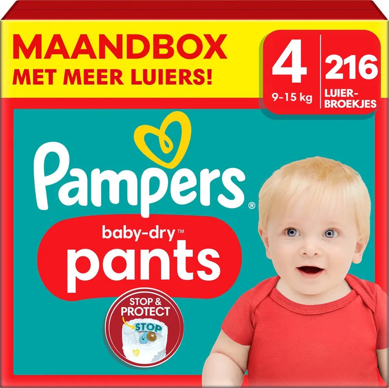 Baby Dry Pants - Maat 4 - Mega Pack - 216 stuks - 9/15 KG by Pampers – product photo