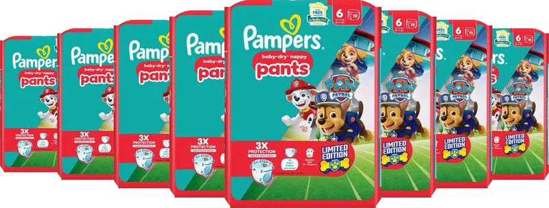 Baby-Dry Pants - maat 6 - 152 (8 x 19) luierbroekjes (13-19kg) - Paw Patrol by Pampers – product photo