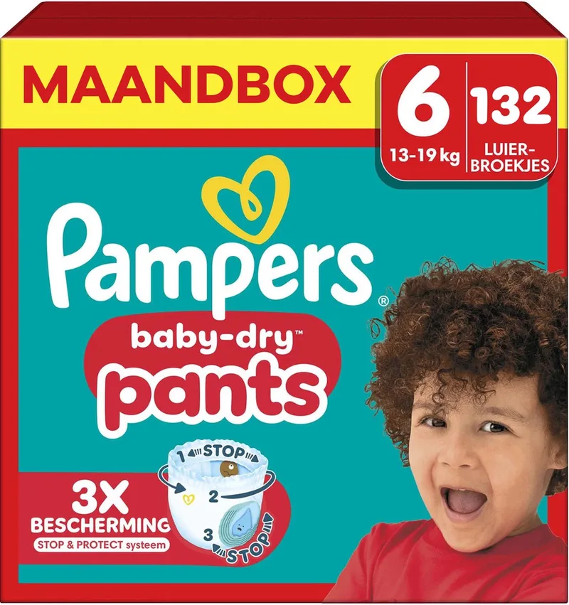 Baby Dry Pants - Maat 6 - Maandbox - 132 stuks - 13/19 KG från Pampers – produktbild