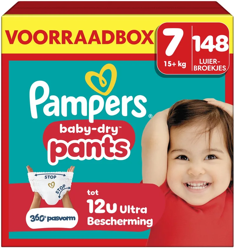 Baby-Dry Pants Maat 7 - 148 Luierbroekjes - 15kg+ - Voorraadbox van Pampers – productfoto