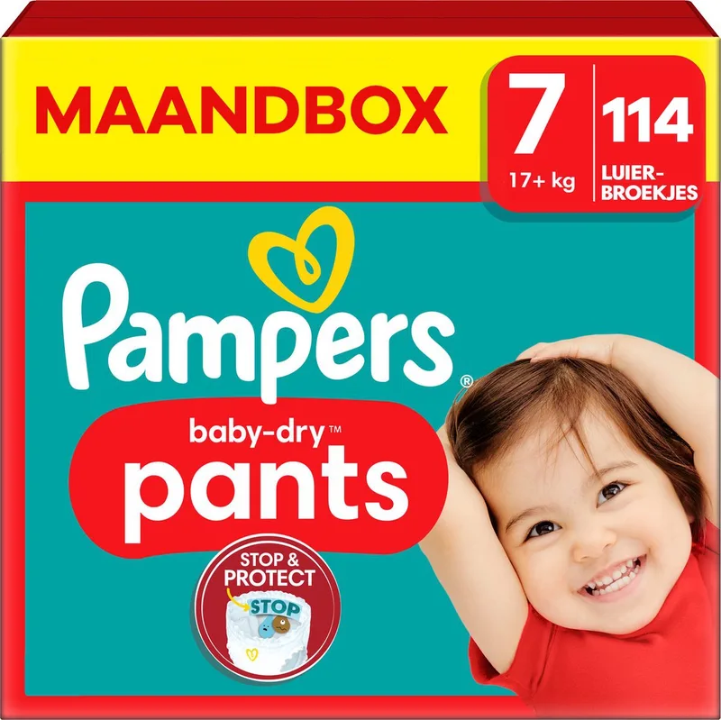 Baby Dry Pants - Maat 7 - Maandbox - 114 stuks - 17+KG van Pampers – productfoto