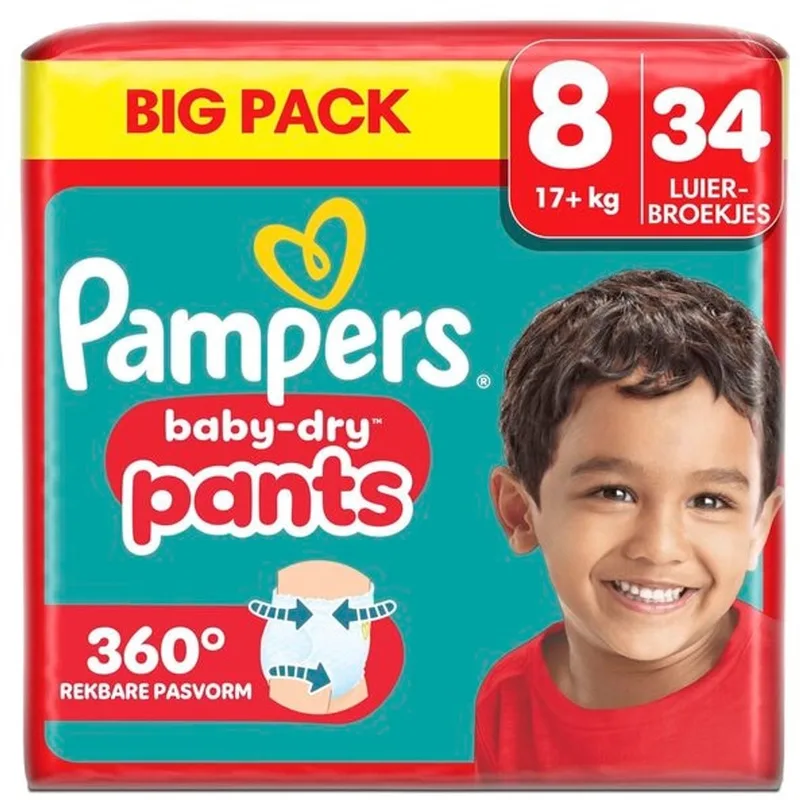 Baby-Dry Pants Maat 8 Luierbroekjes (17+kg) - 34 stuks de Pampers – photo produit
