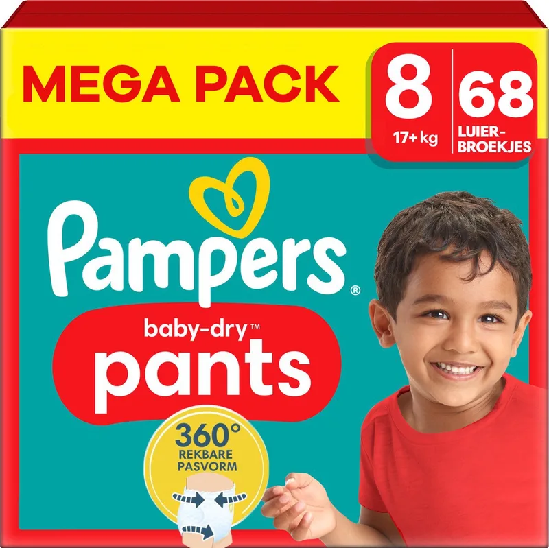 Baby Dry Pants - Maat 8 - Mega Pack - 68 stuks - 17+KG van Pampers – productfoto