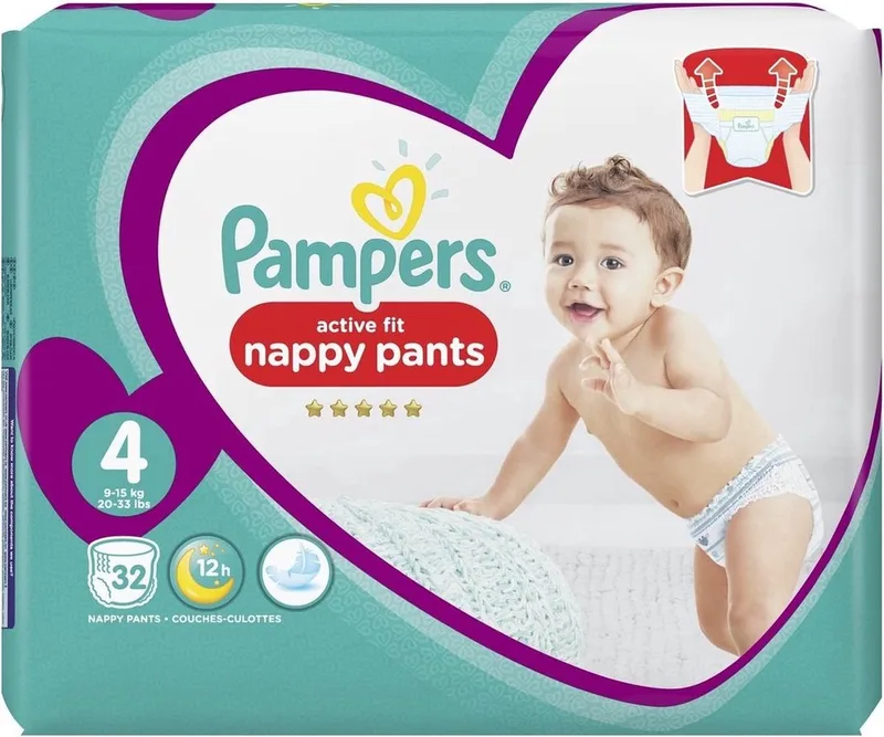 Baby Luierbroekjes - Premium Protection Pants - Maat 4 - 8 tot 14kg - 32 stuks van Pampers – productfoto