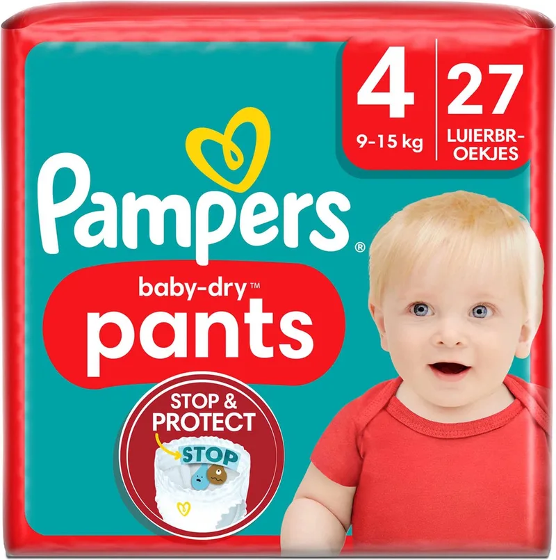 Baby Pants Baby Dry Maat 4 Maxi (9-15 kg), 27 luierbroekjes de Pampers – photo produit