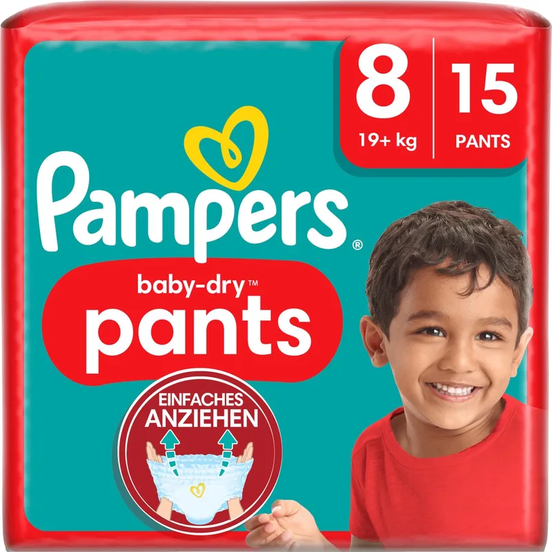 Baby Pants Baby Dry Maat 8 Extra Large (19+ kg), 15 luierbroekjes by Pampers – product photo