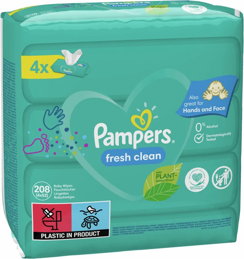 Billendoekjes Fresh Clean Navulpak 4x52=208 doekjes van Pampers – productfoto