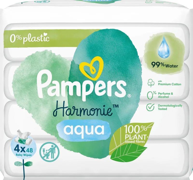 billendoekjes Harmonie Aqua (4x48 St), 192 Stuks van Pampers – productfoto