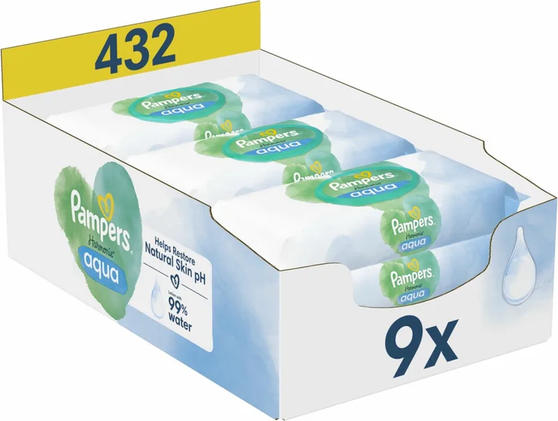 Billendoekjes Harmonie Aqua 9x48 = 432 stuks van Pampers – productfoto