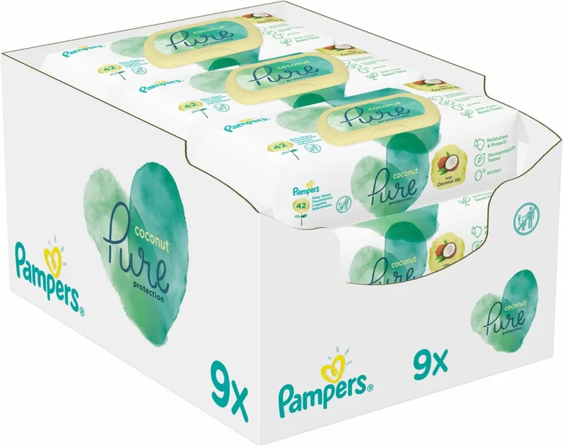 Billendoekjes Harmonie Coconut Navulpak 9x42 = 378 doekjes van Pampers – productfoto