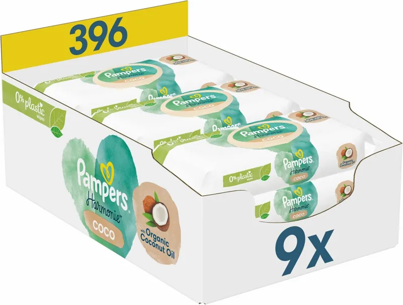 Billendoekjes Pure Coconut 9x44 = 396 doekjes van Pampers – productfoto