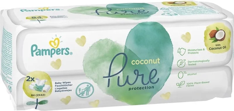 Billendoekjes Pure Protection Coconut 84 Stuks van Pampers – productfoto