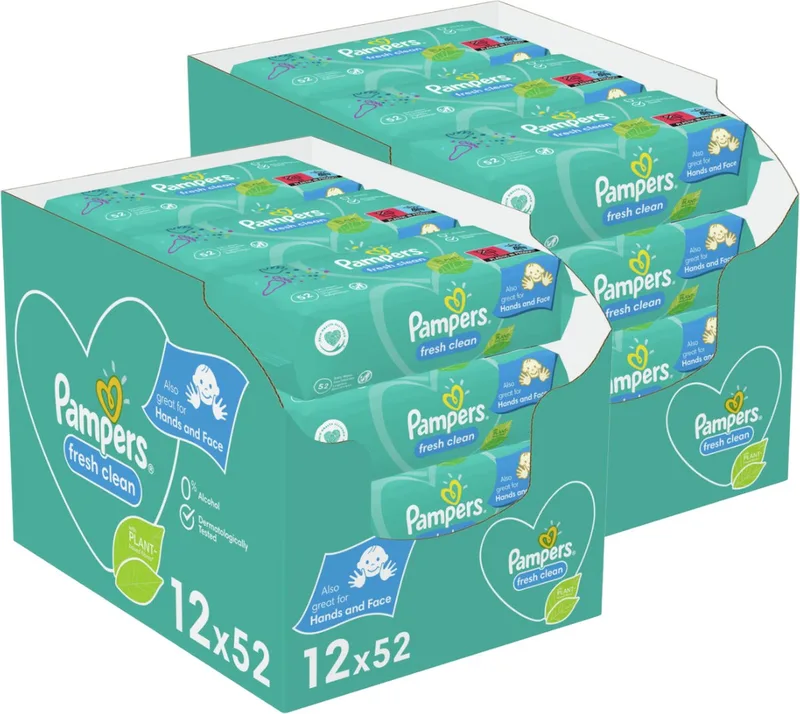 Fresh Clean - Billendoekjes - 1248 doekjes - 24 x 52 van Pampers – productfoto