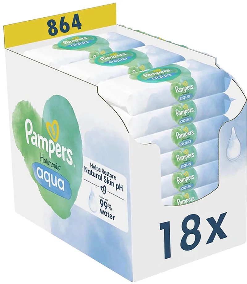 Harmonie Aqua - Billendoekjes - 1728 doekjes - 36 x 48 by Pampers – product photo
