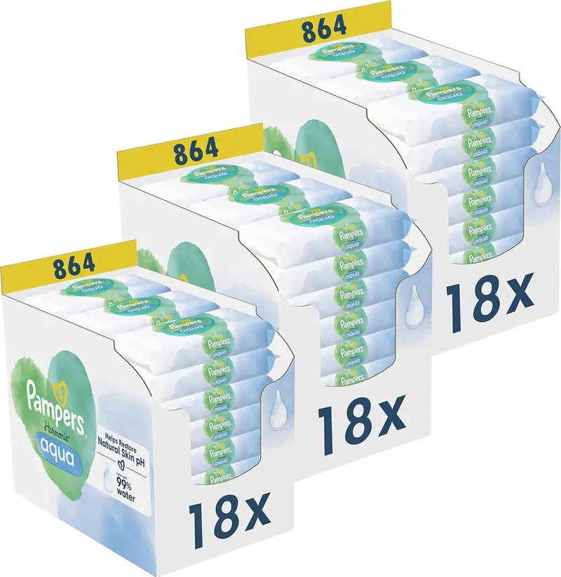 Harmonie Aqua - Billendoekjes - 2592 doekjes - 54 x 48 de Pampers – photo produit