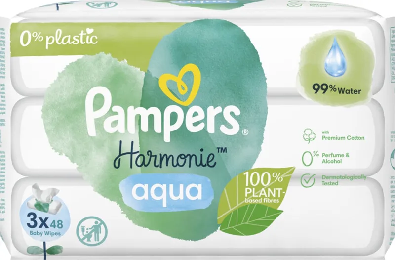 Harmonie Aqua Billendoekjes - 3 Pakken - 144 Babydoekjes by Pampers – product photo