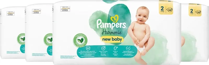 Harmonie luiers - Maat 2 - 192 luiers (4 x 48) - 4-8KG de Pampers – photo produit