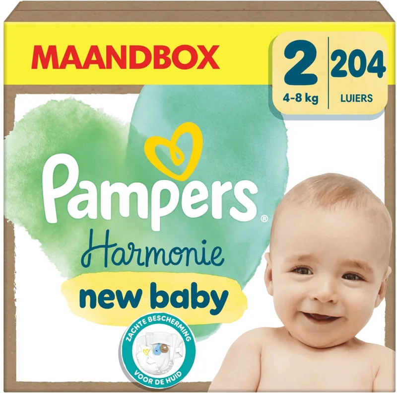 Harmonie Luiers Maat 2 - 204 Luiers - 4kg-8kg de Pampers – photo produit