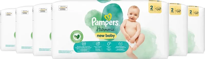Harmonie luiers - Maat 2 - 288 luiers (6 x 48) - 4-8KG by Pampers – product photo