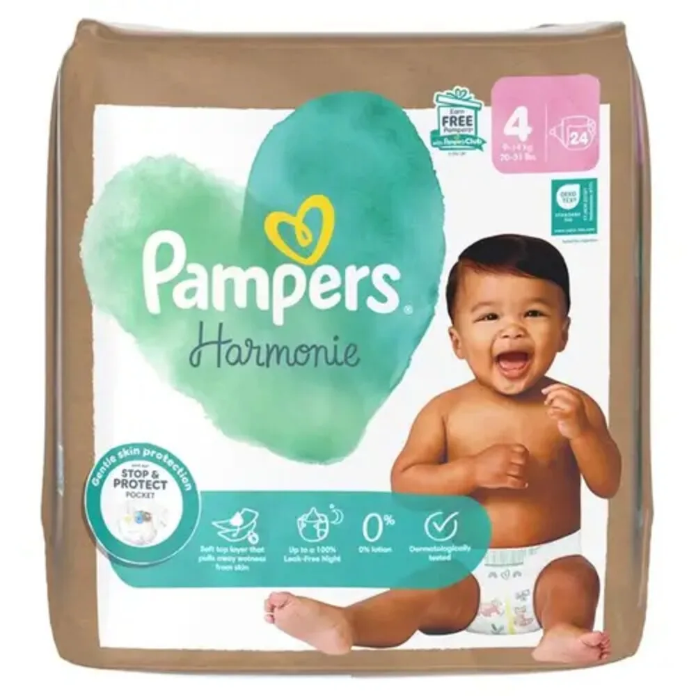 4x Pampers Harmonie Luiers Maat 4 (9-14kg) 24 stuks de Pampers – photo produit