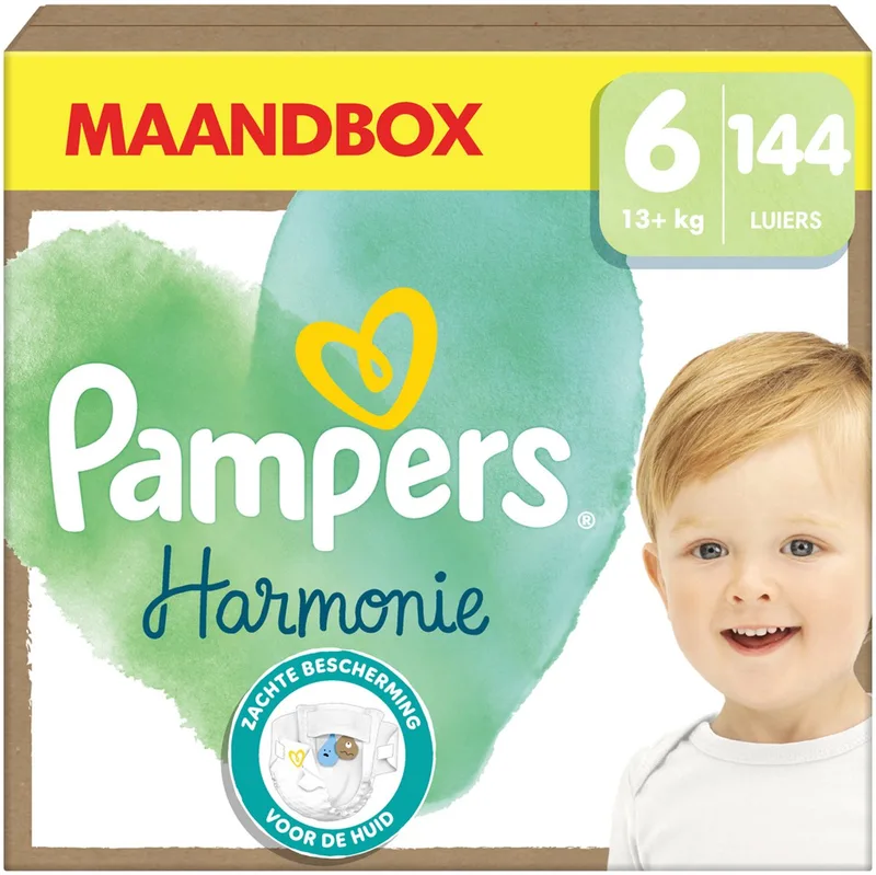 Harmonie Luiers Maat 6 Maandbox - 144 Luiers - 13kg+ de Pampers – photo produit