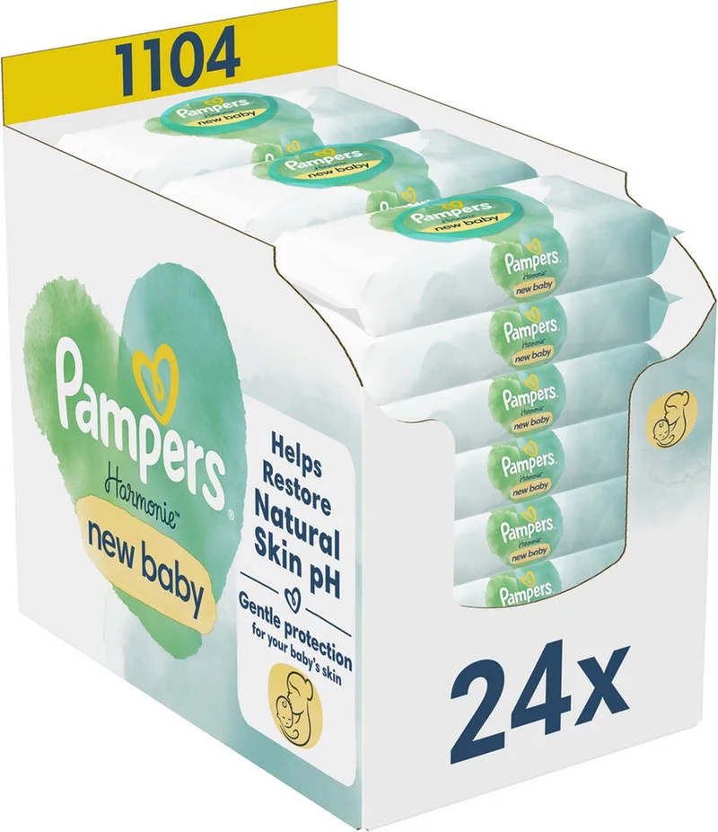 Harmonie New Baby Doekjes - 24 Verpakkingen = 1104 Babydoekjes van Pampers – productfoto