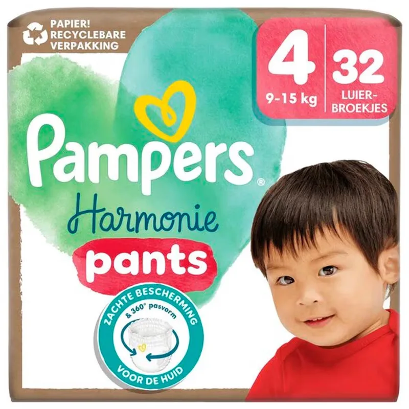 Harmonie Pants - Maat 4 (9kg-15kg) - 32 Luierbroekjes de Pampers – photo produit