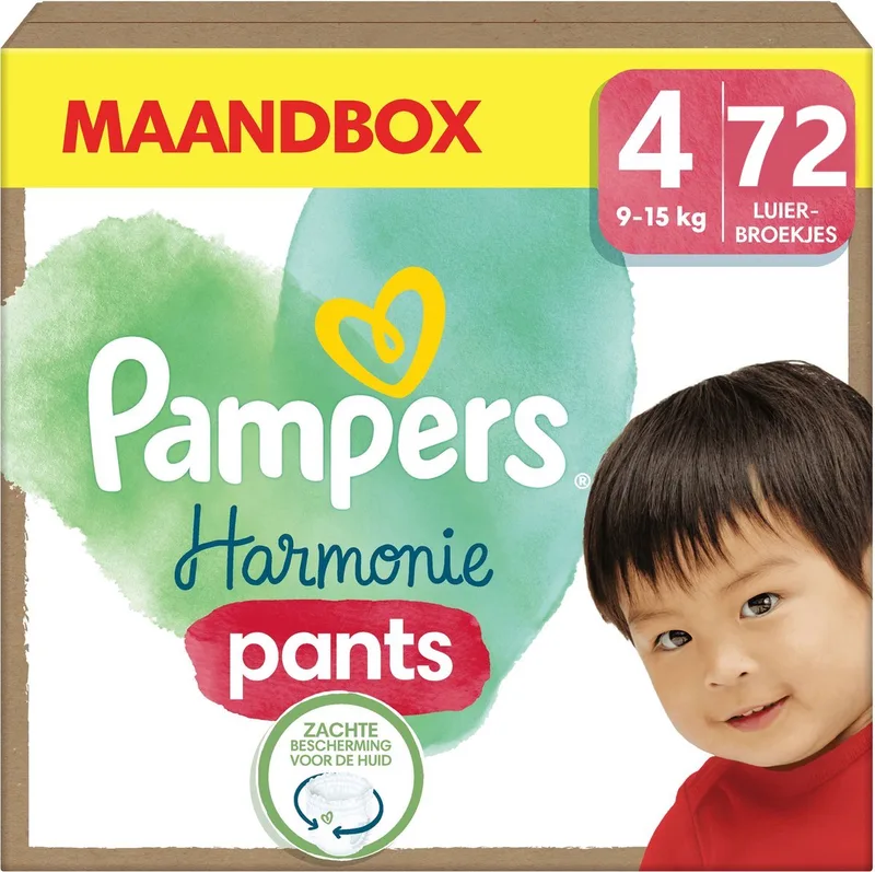 Harmonie Pants - Maat 4 (9kg-15kg) - 72 Luierbroekjes - Mega Pack de Pampers – photo produit