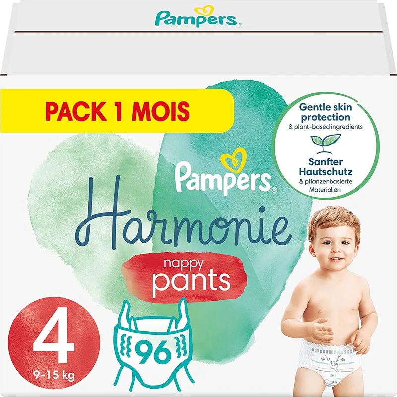 Harmonie Pants Maat 4 (9kg-15kg) - Mega Pack - 96 Luierbroekjes de Pampers – photo produit