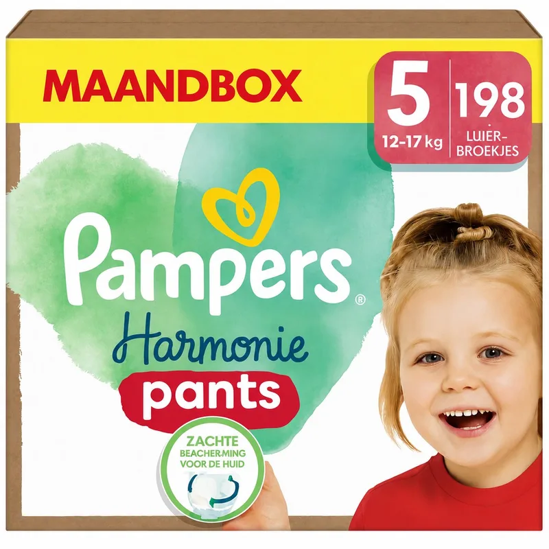 Harmonie Pants Maxi Pack Maat 5 – 198 Luierbroekjes – 12 tot 17 kg de Pampers – photo produit