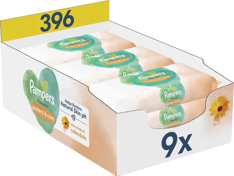 Harmonie Protect & Care babydoekjes 9 Verpakkingen = 396 Doekjes van Pampers – productfoto