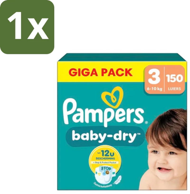 Luiers – Baby Dry Maat 3 – 150 Luiers - 1 stuk de Pampers – photo produit
