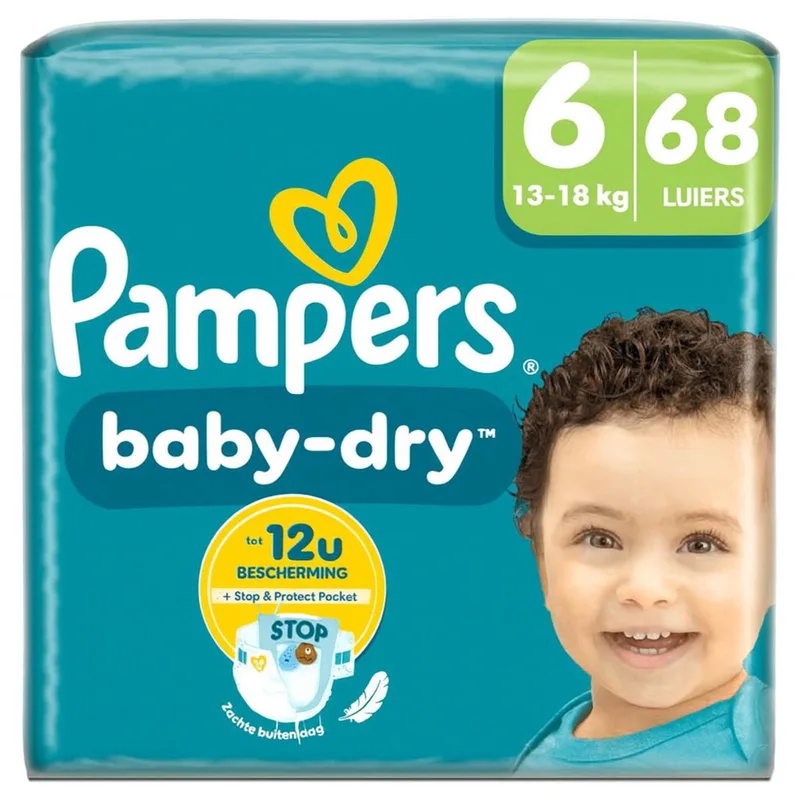 Luiers Baby Dry Maat 6 (13-18 kg) - 68 Stuks de Pampers – photo produit