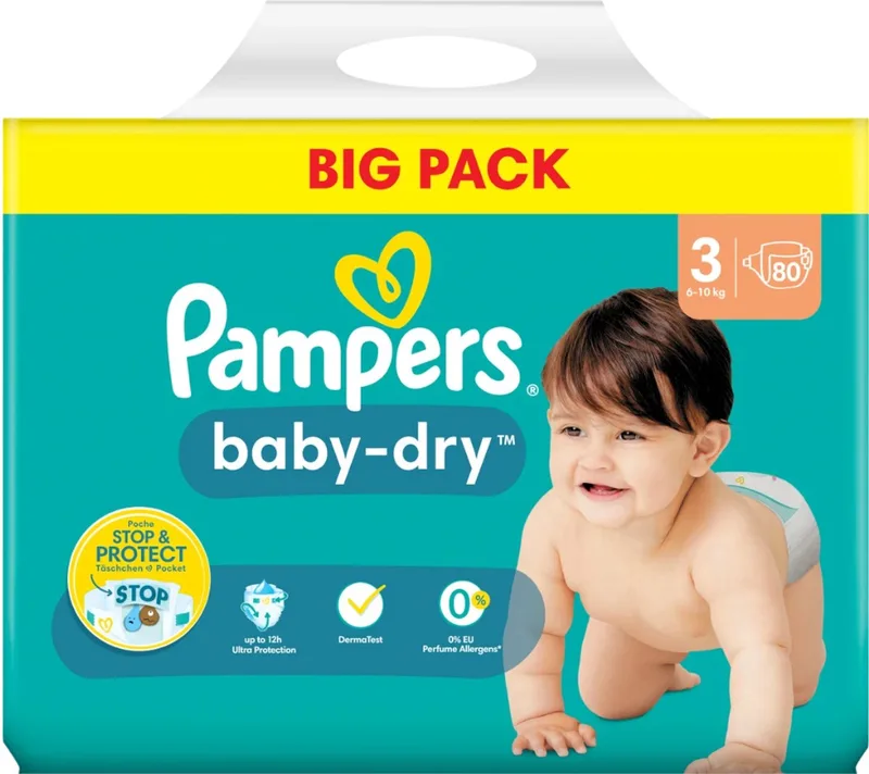 n° 3 baby dry big pack 80x luiers de Pampers – photo produit