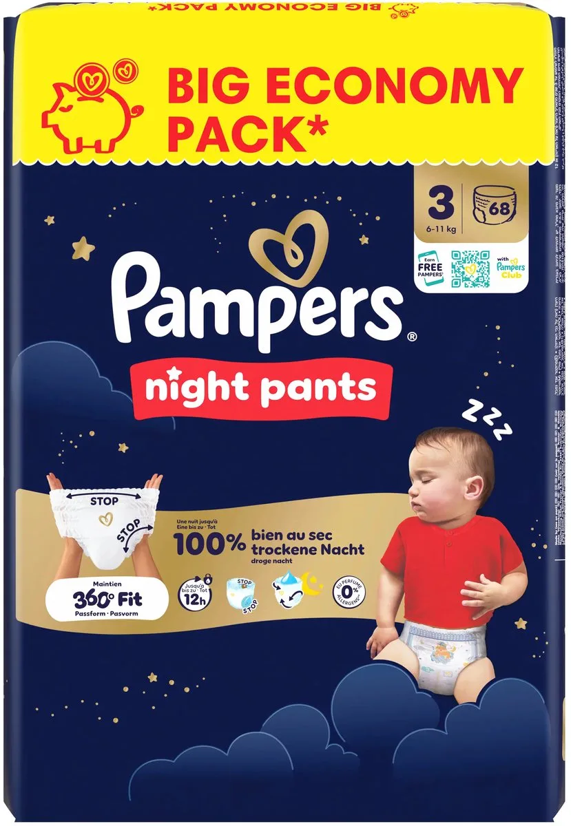 Night Pants - Maat 3 - Mega Pack - 68 stuks - 6/11 KG van Pampers – productfoto